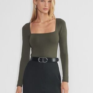 Aritzia Olive Square Neck Bodysuit